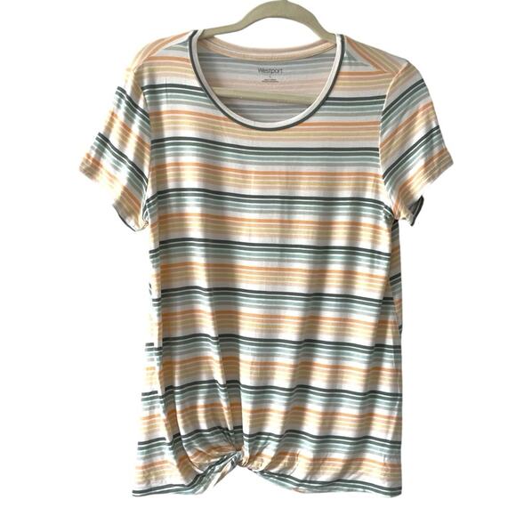 Westport Striped t-shirt size large knotted bottom - Picture 1 of 6